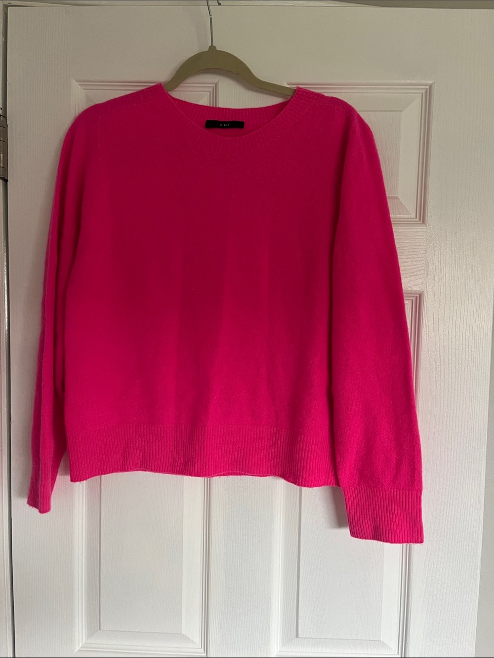 Women's Hot Pink Crewneck Sweater - Classic Lightweight Knit